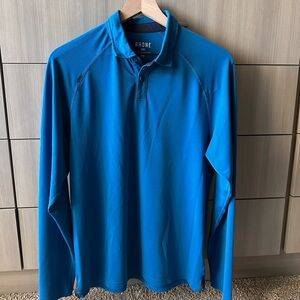RHONE Men's Bold Blue Long Sleeve Polo